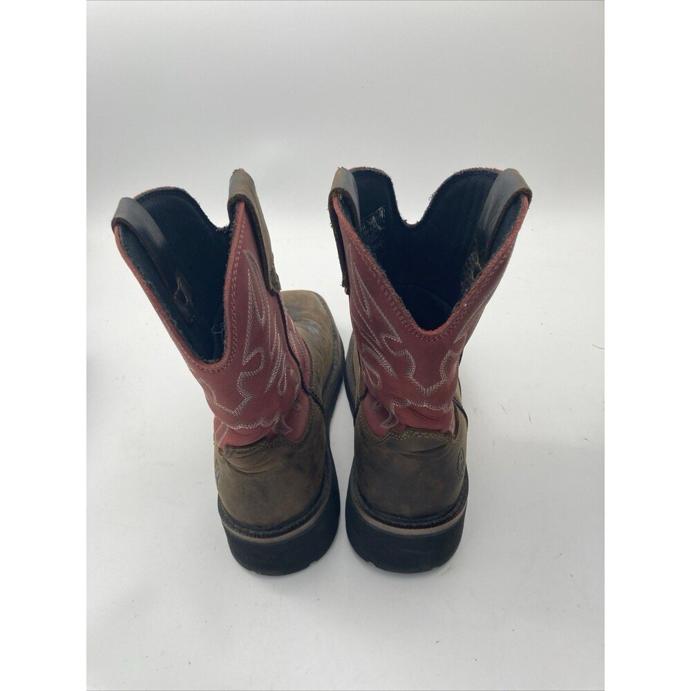 Hytest Women's US Size 6.5 Safety Steel Toe Brown/Red Cowgirl Work Boots K17122 - Picture 3 of 5